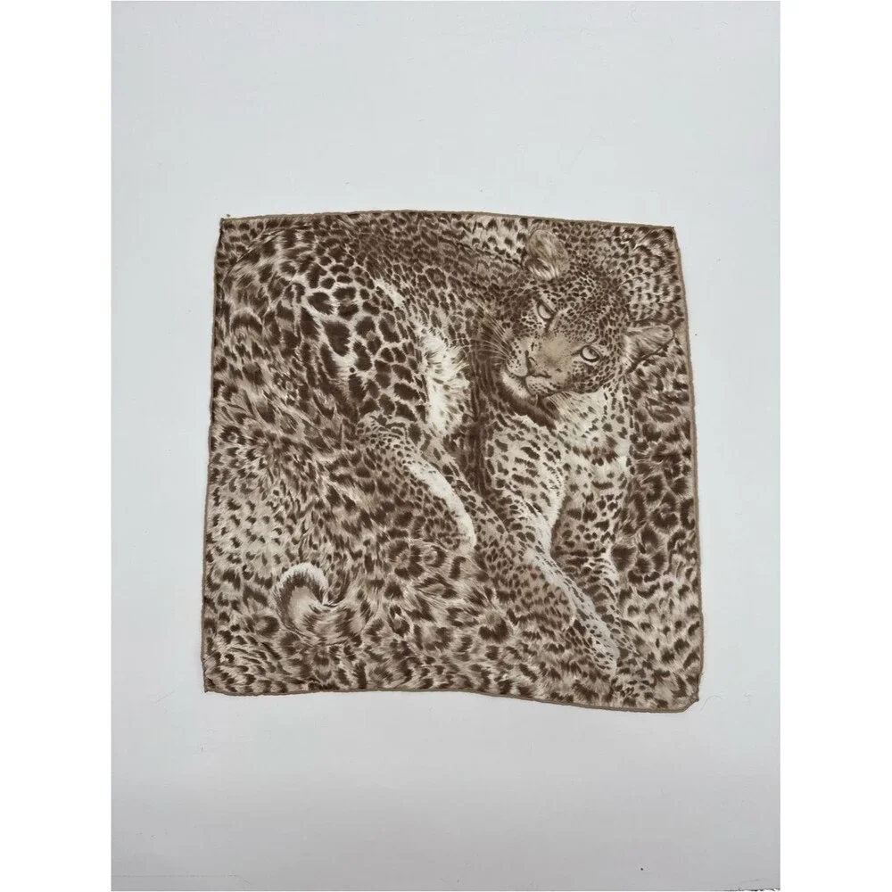 Unbranded Leopard Print Square Scarf Accessory Vintage Small Animal Neutral Silk